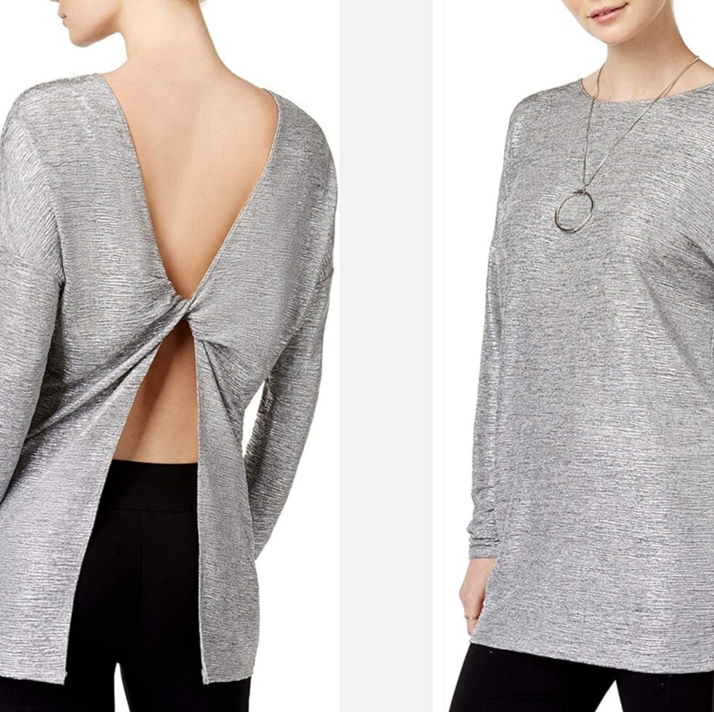 BAR III Silver SEXY BACK Top, Ladies XL NWOT